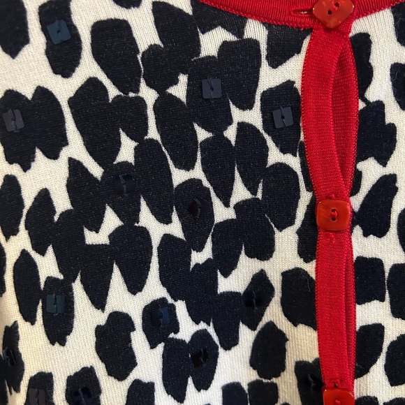 Alfred Dunner Leopard Print Cardigan in Black, White, and Red - Picture 4 of 5